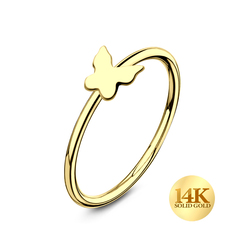 14K Gold Butterfly Circular Nose Ring 14KY-NSKR-12n